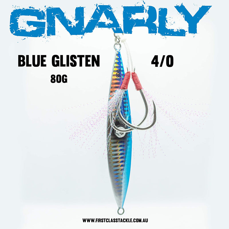 Gnarly Slow Jig - Rigged - 80g, Blue Glisten image