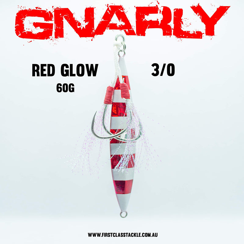 Gnarly Slow Jig - Rigged - 60g, Red Glow image