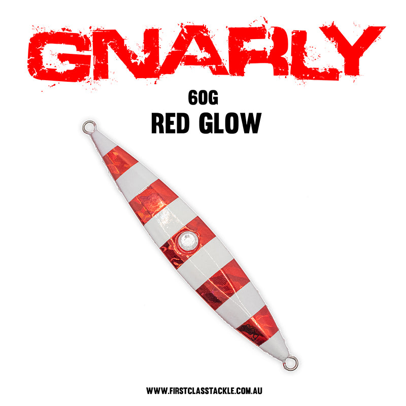 Gnarly Slow Jig - Unrigged - 60g, Red Glow image