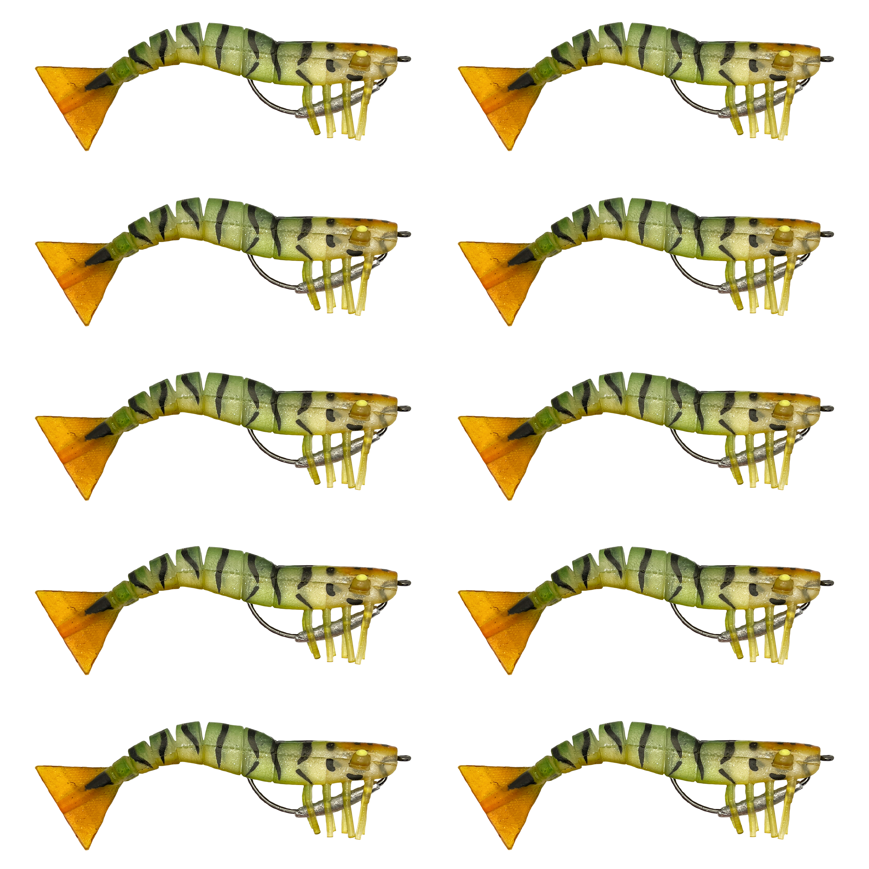 120mm Lively Prawn Ten Pack - Green Striker