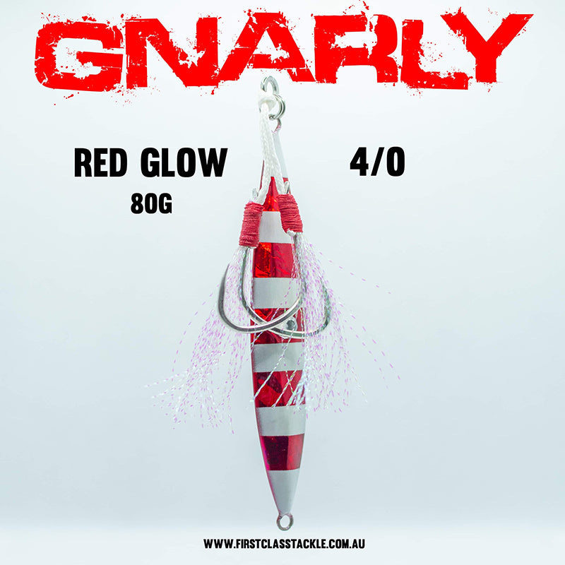 Gnarly Slow Jig - Rigged - 80g, Red Glow image