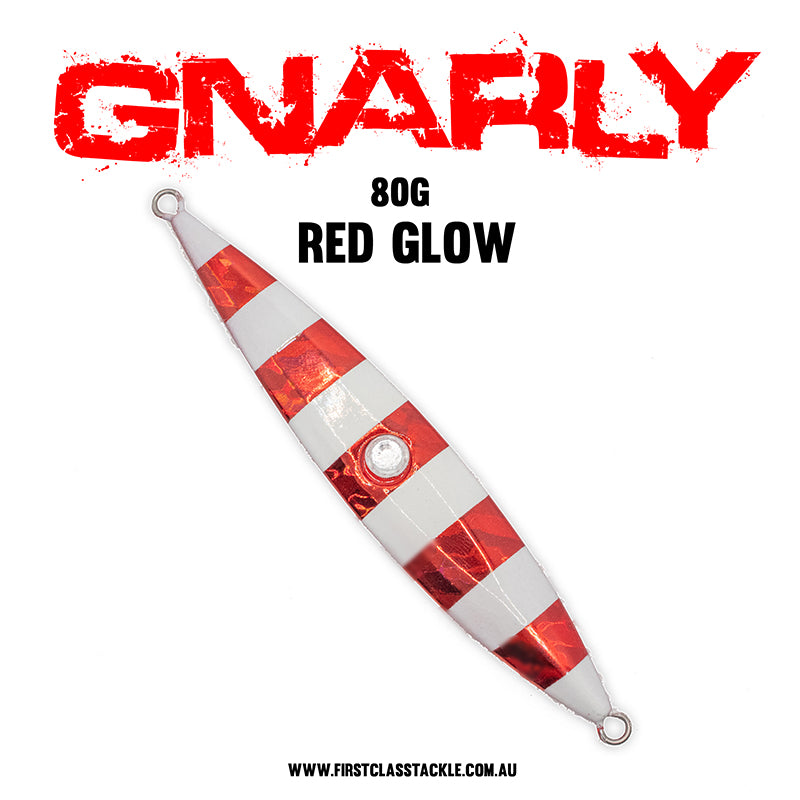 Gnarly Slow Jig - Unrigged - 80g, Red Glow image